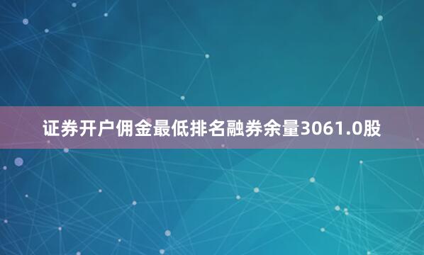 证券开户佣金最低排名融券余量3061.0股